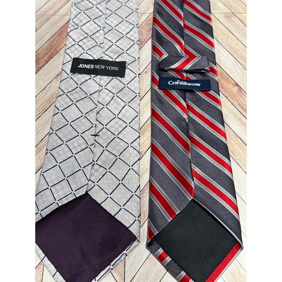 Lot Mens Neck Ties Neckties Jones NY Croft & Barrow Red Blue - Picture 4 of 7